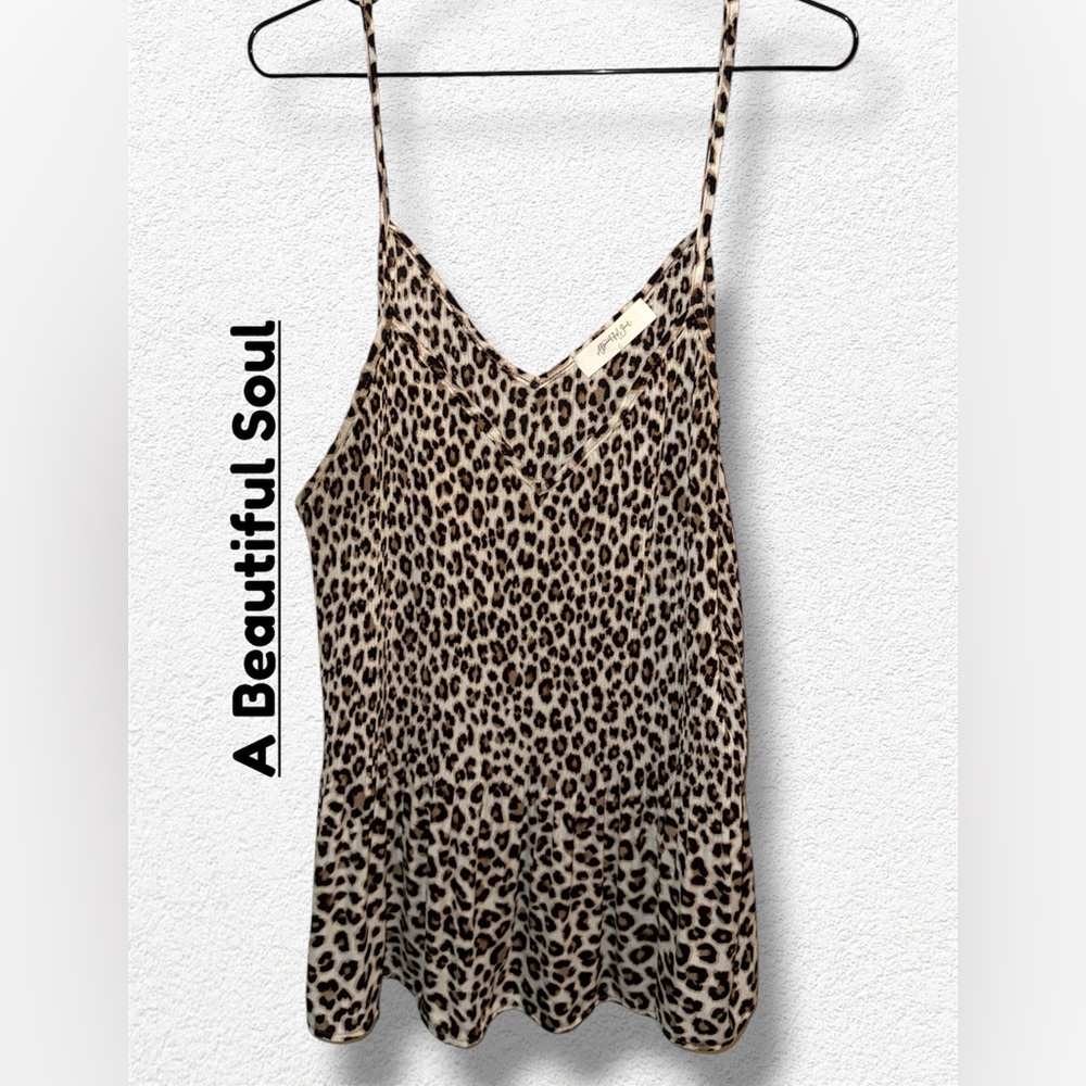 🥰A Beautiful Soul Crinkle Tiered Leopard Print Cami Top - Tan/Brown